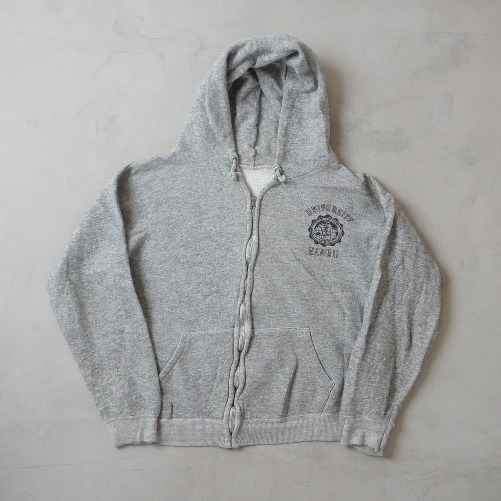 Vintage University of Hawaii Zip Up Hoodie Medium Mens 60s 70s Gray Made in USA